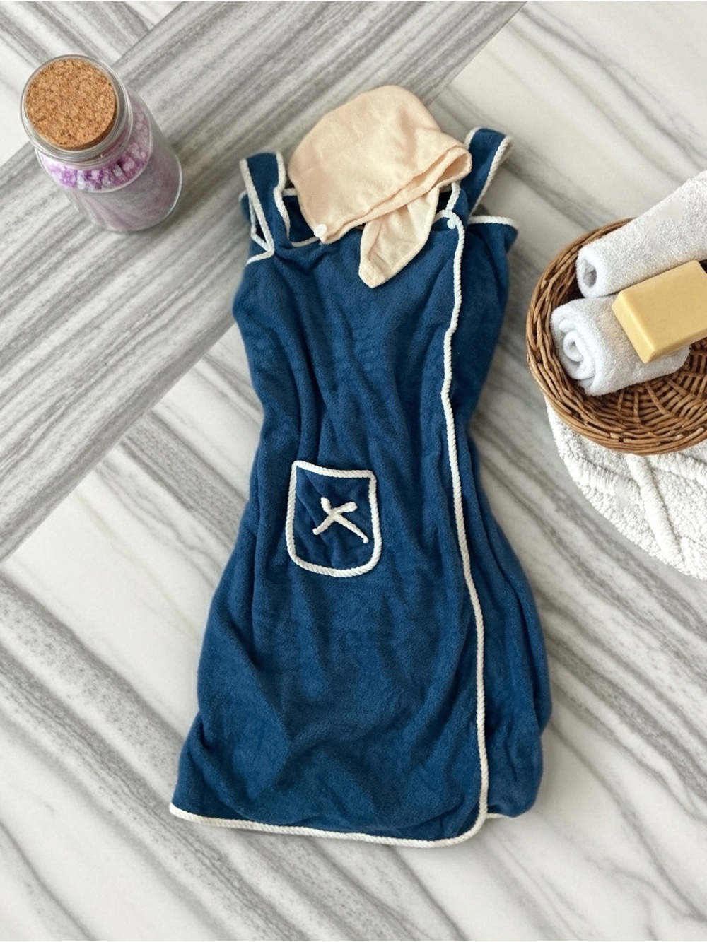 Blue Spa Bath Wrap & Hair Towel Set NWOT